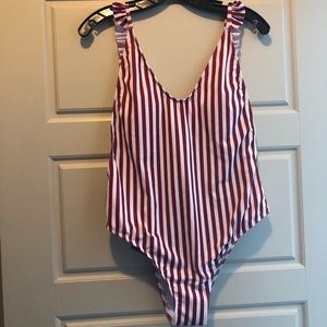 Striped One Peice Bathing Suit